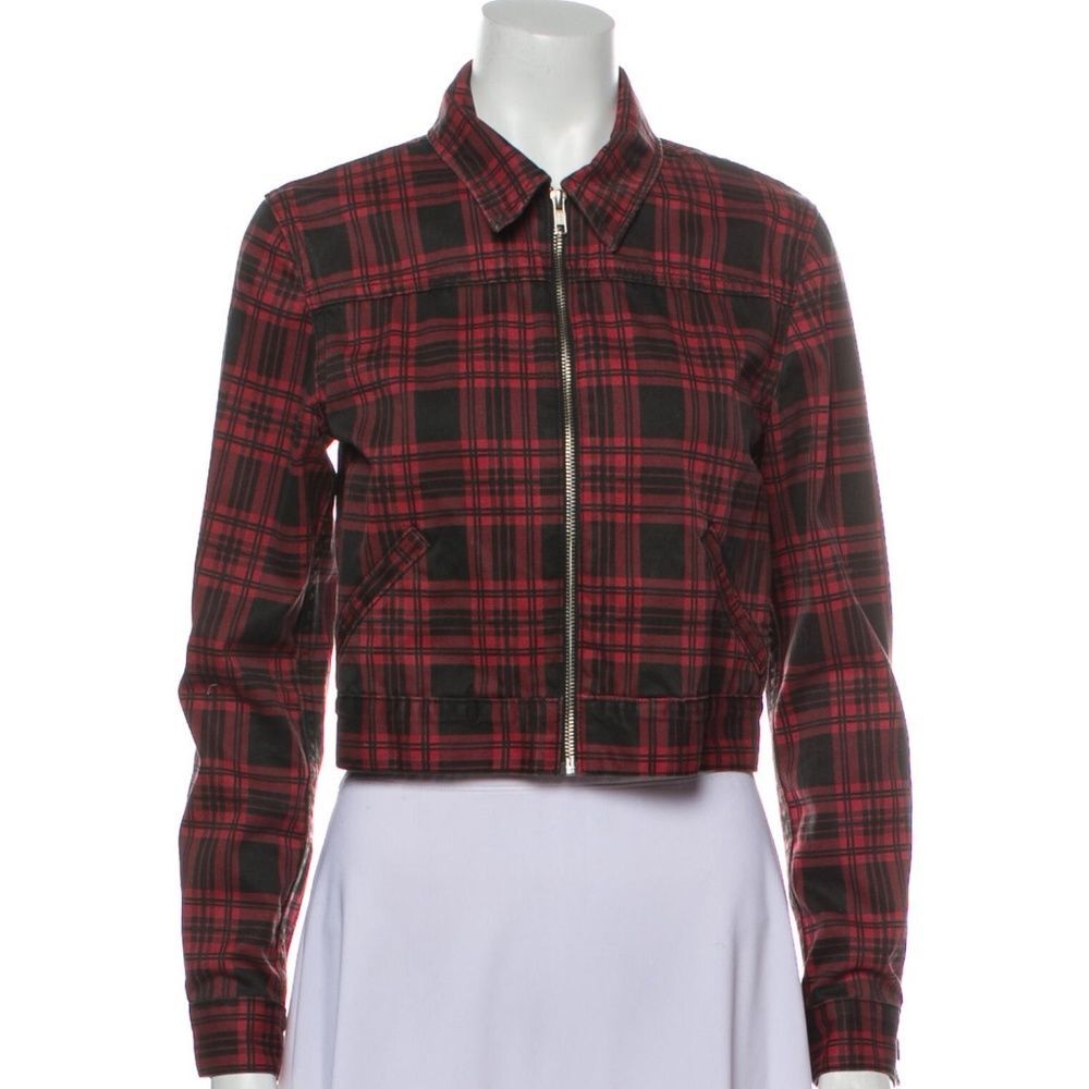 Reformation Plaid Print Utility Jacket